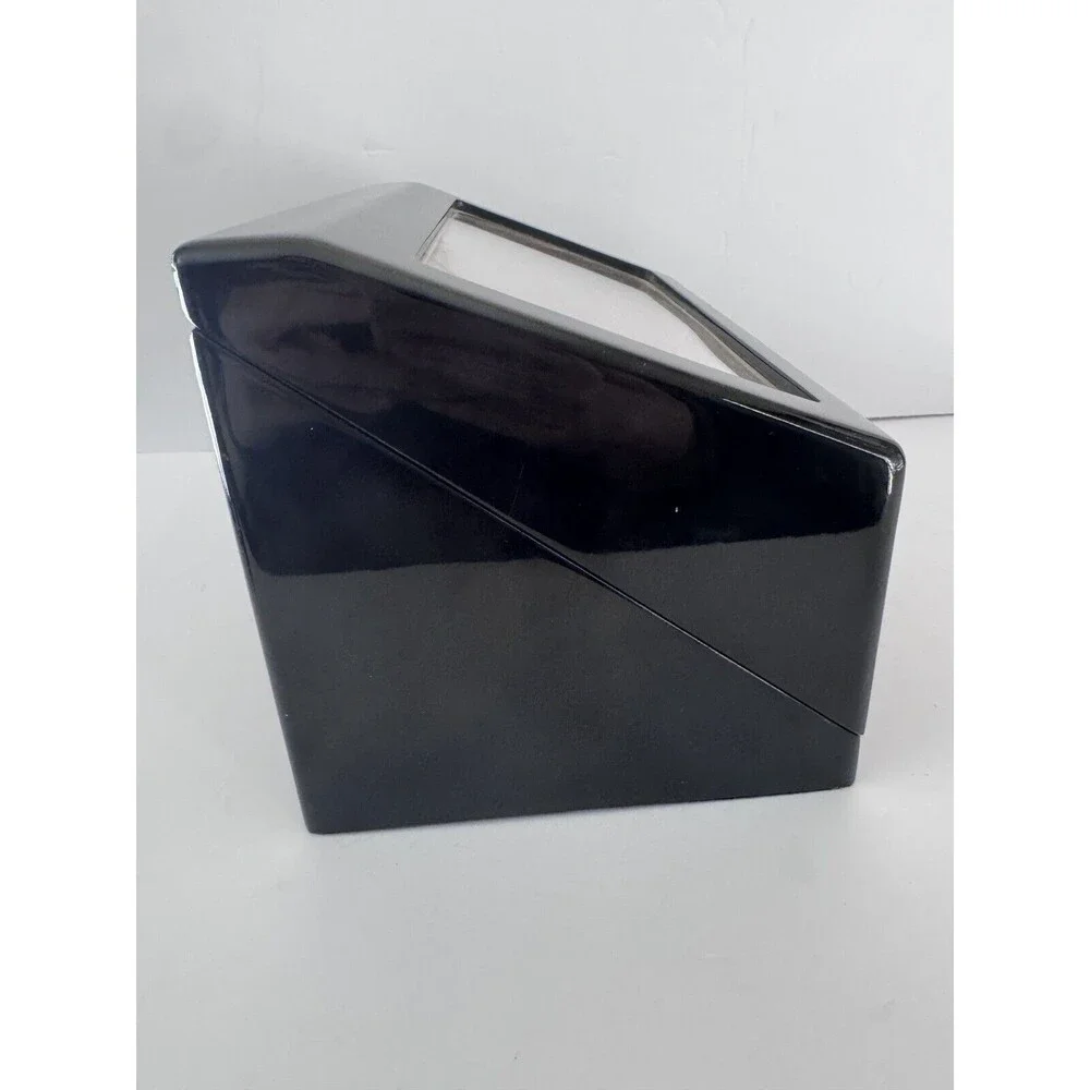 Double Automatic 2 Watch Winder Rotating Display Box Black Case & Cord WORKS